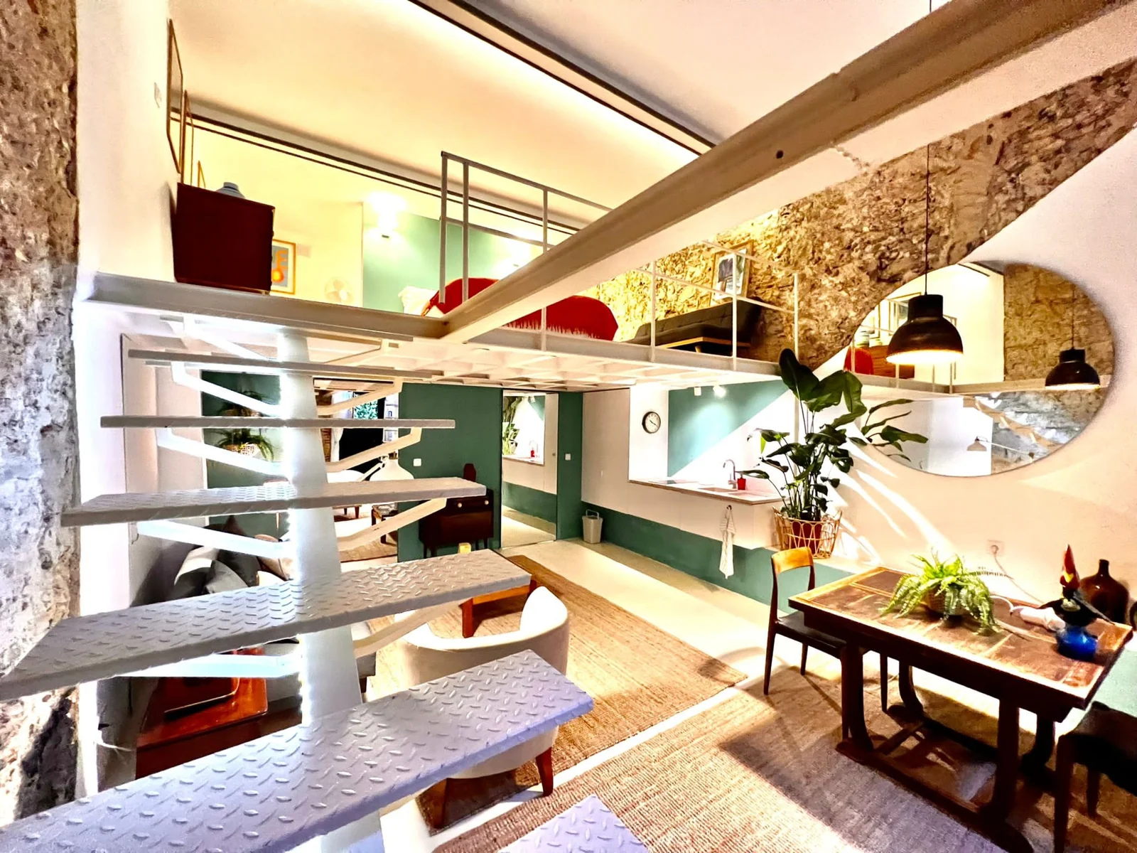 Staircase and mezzanine at LX Loft in Alfama